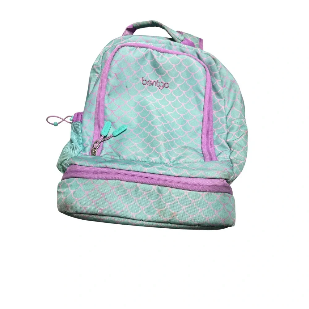 Bentgo Kids 2-in-1 Backpack Insulated Lunch Bag Mermaid Scales Teal Purple